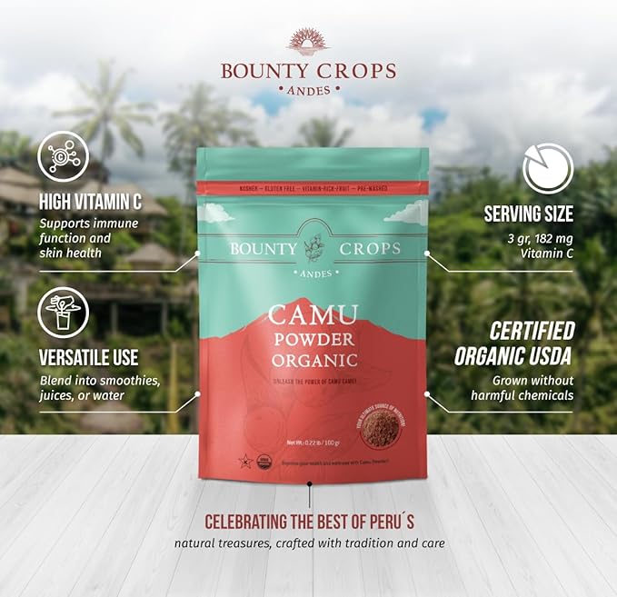 Organic Camu Camu Powder (3.5 oz, 100 gr), High Vitamin C, Non-GMO, Gluten-Free Superfood