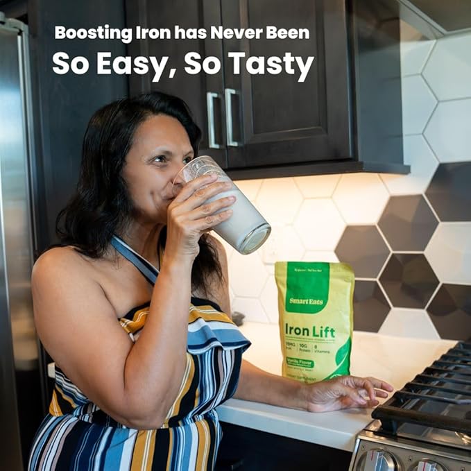 Smart Eats - Iron Powder | Highly Absorbed | Avoids Side Effects | Complete Nutrition: Protein, Vitamins, Fiber | Tasty Drinks & Shakes | Boost Hemoglobin, Ferritin | Vanilla Flavor | 15 Scoops