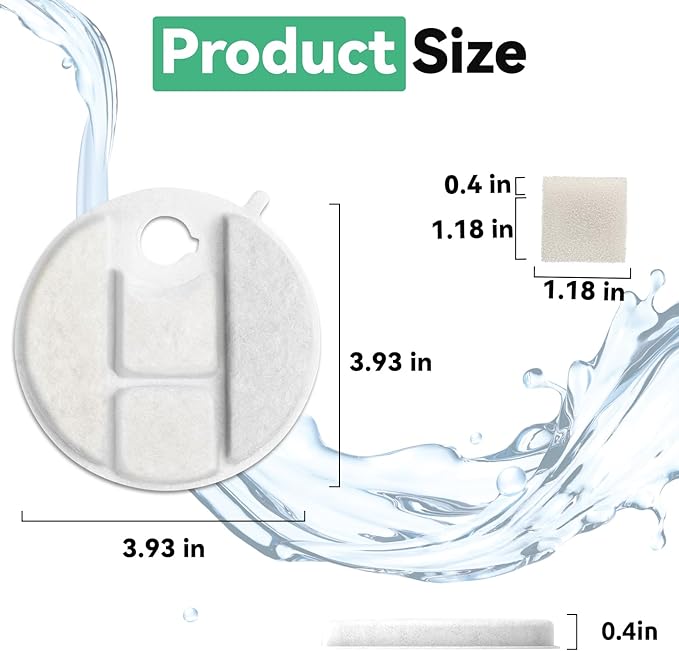 40 Packs for Petlibro Dog Fountain Filters Replacement, Compatible with PETLIBRO 2.1Gal/8L Capsule Dog Fountain Water Dispensers PLWF008 (20 Replacement Water Filter + 20 Pre-Filter Sponges)