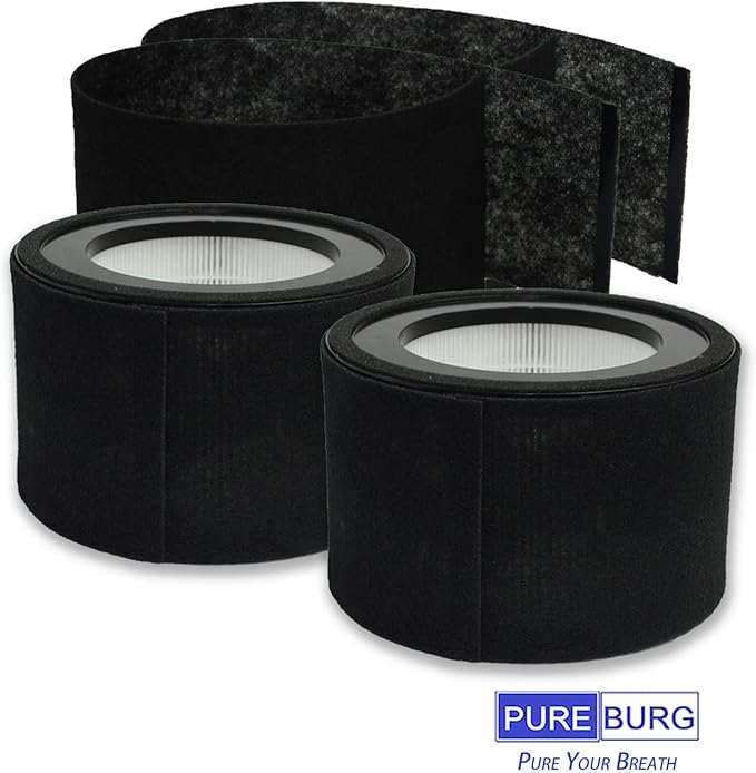 PUREBURG HS-1946 Replacement Filter Set Compatible with Crane EE-5068 & Jetery jt-8115m Air Purifiers,2-Pack H13 HEPPA + 4 x Activated Carbon Pre-Filters Air Clean