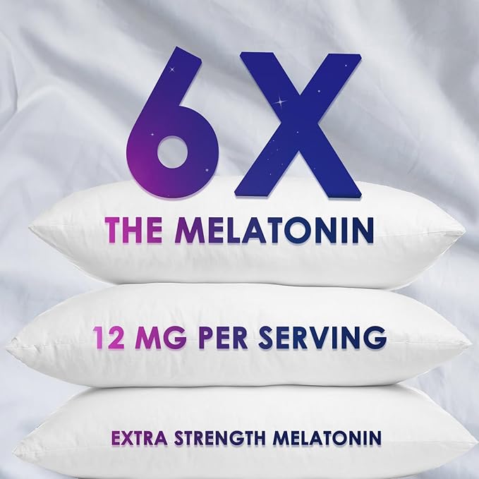 Sleep Gummies with Melatonin 12 mg - Extra Strength Sleep Vitamin Gummy, Natural Melatonin Gummy, Occasional Sleep Support Supplement for Adults, Vegan, Non-GMO, Gomitas para Dormir - 60 Gummies