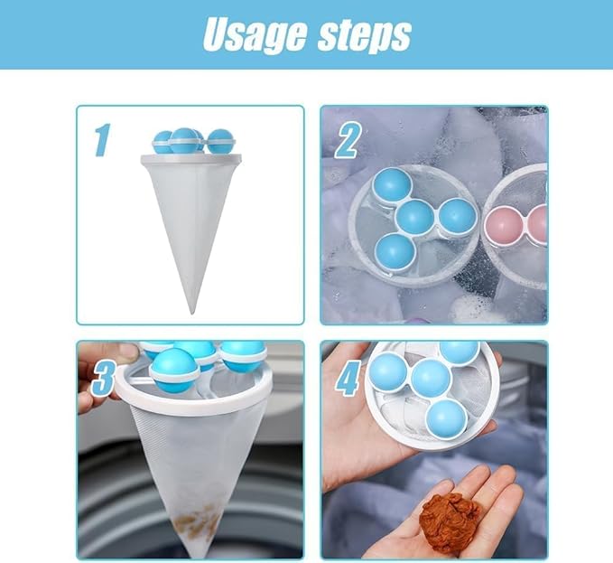 Floating Hair Filtering Mesh Removal, Pet Hair Catcher Filter Bag, Floating Pet Fur Catcher, Reusable Lint Catcher Hair Remover for Laundry Washing Machine (3PCS)