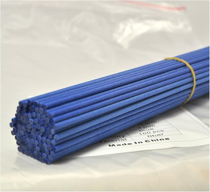 100 Pieces Fiber Reed Diffuser Replacement Refill Sticks (10" x 3mm, Blue)