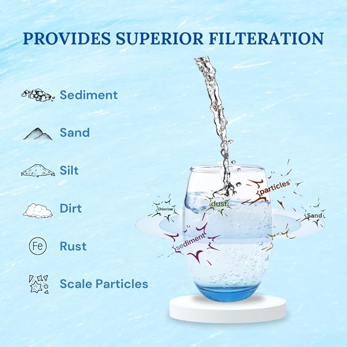 Baleen Filters 2 Pack 5 Micron 10"x2.5" String Wound Whole House Water Sediment Filters, Universal Replacement Cartridge for Well Water, RO System, HDX SWC-25-1005, Watts SF5-978, Pentek WP-5