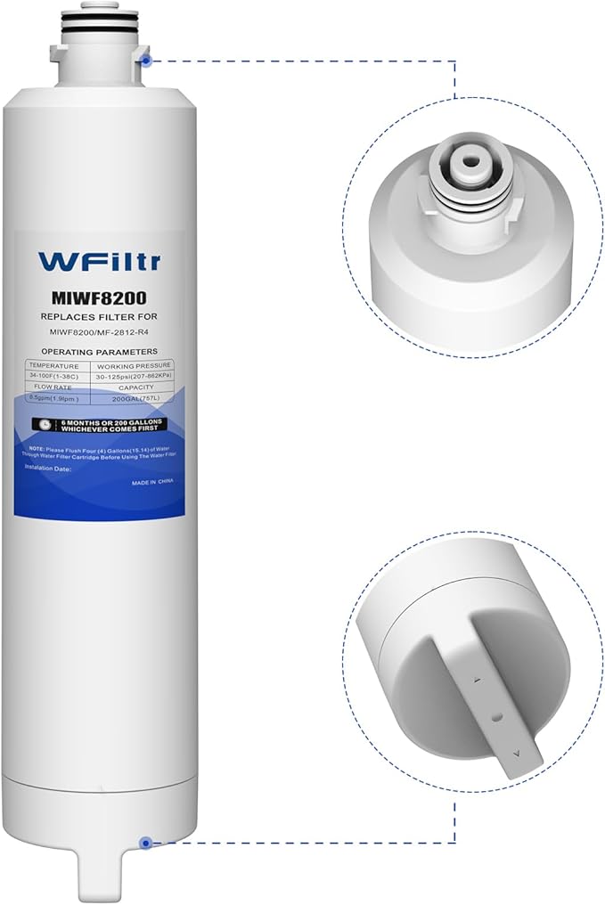 MIWF8200 Water Filter Compatible with Midea MIWF8200 MF-2812-R4 MRF29D3AST MRF29D6AST Refrigerator Filter (2 Pack)