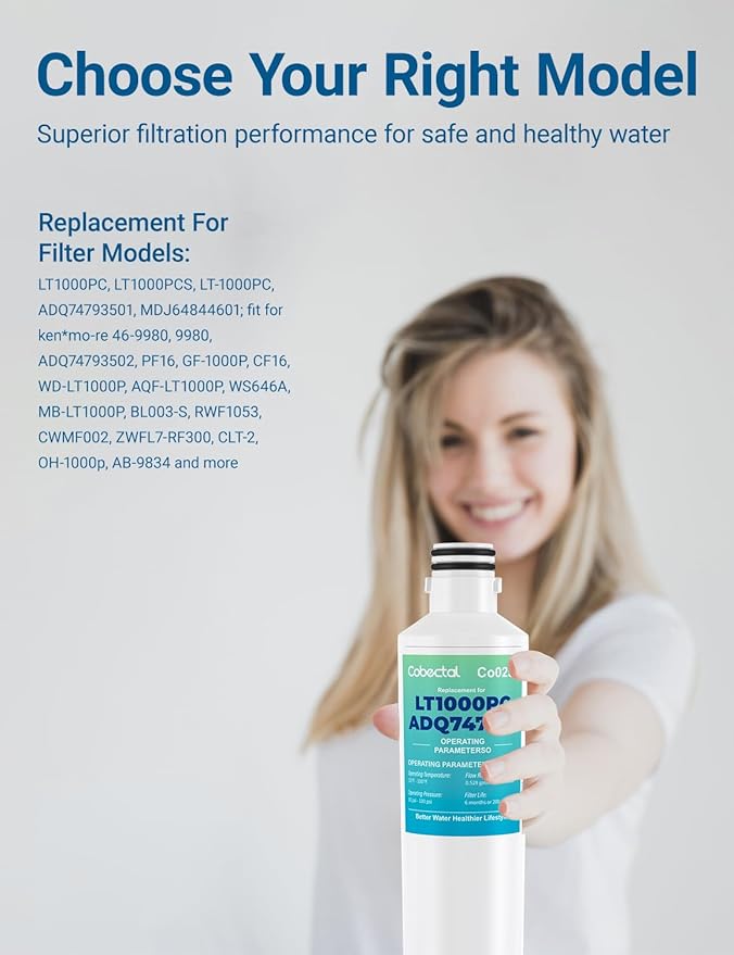 ADQ747935 Water Filter Replacement for LG LT1000P/PC/PCS ADQ74793501 ADQ74793502 MDJ64844601 LMXS28626S LRFLC2706S LFXS26973S LT-1000PC LFXC22526S LHFS28XBS LHFS28XBS Water Filter | 2pack | Cobectal