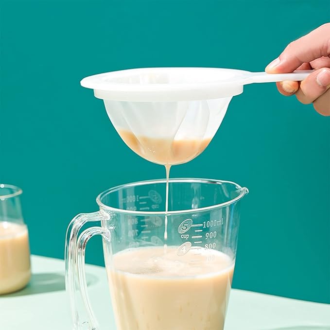 2 Piece Fine Nylon Mesh Strainer Kitchen Food Yogurt Mesh Sieve Plastic Mesh Colander with Handle Mini Brine Shrimp Separation Net for Filtering Juice Milk Soy Coffee Honey Wine Yogurt (120/200 Mesh)