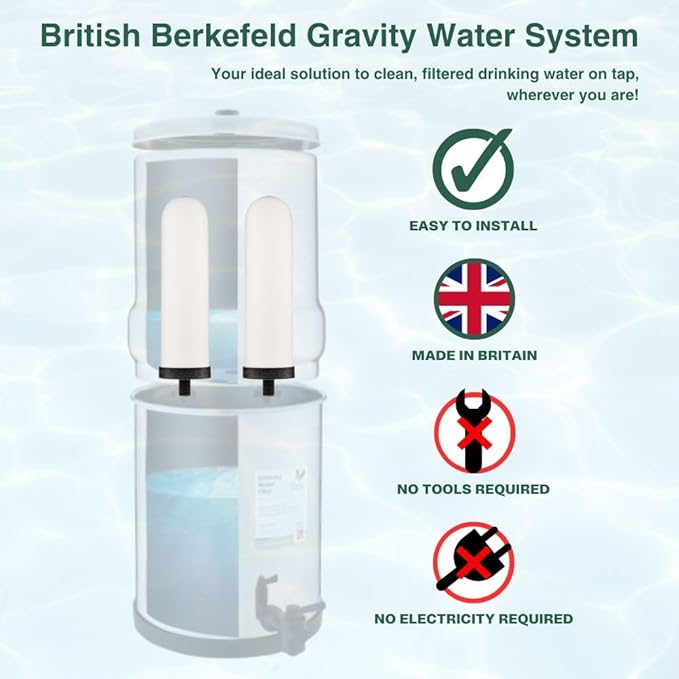 British Berkefeld Doulton Water Element Candle Compatible with Berkey Water Filter Replacement for BB9-2 Gravity Water Filter System 1- Single