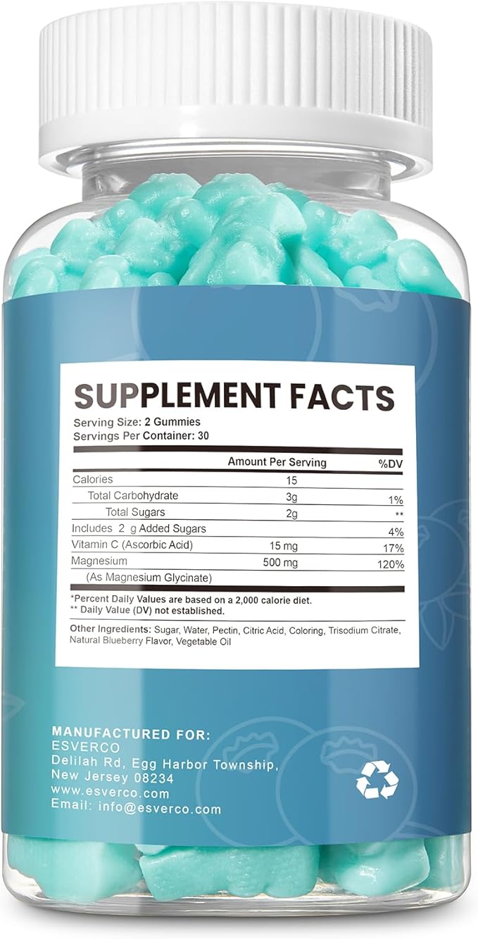 Magnesium Glycinate Gummies, 500mg Sleep for Men & Women, Promotes Relaxation, Muscle Support, Chewable Magnesium, No Melatonin, Natural Strawberry Flavor, 120 Count
