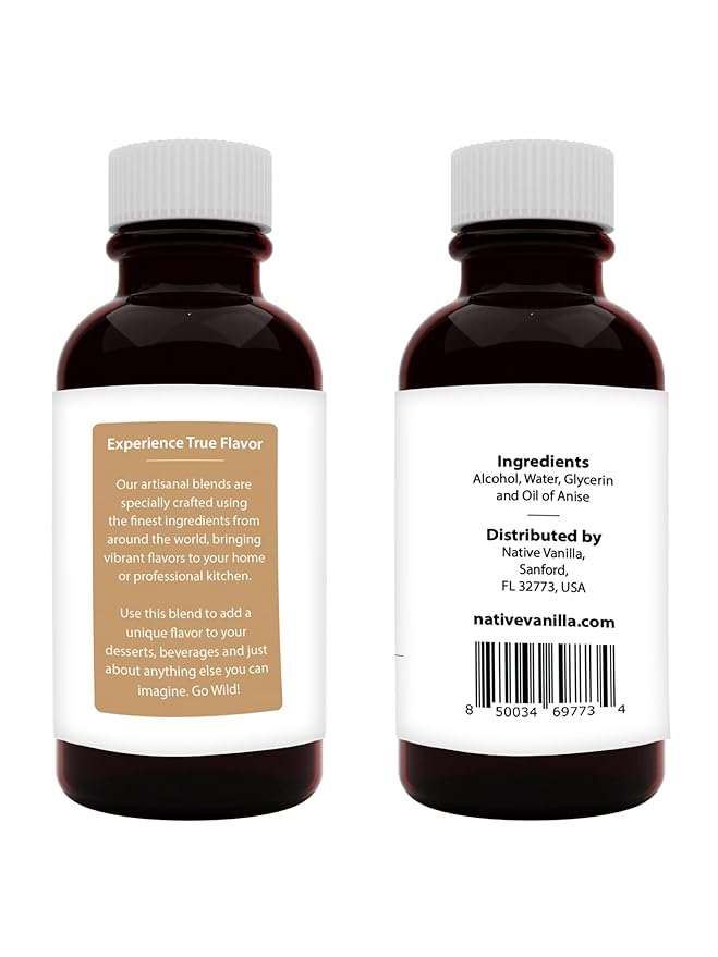 Native Vanilla - Anise Extract - 4 Fl Oz - Perfect for Cooking, Baking, and Dessert Crafting