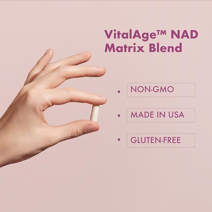 VHC NAD+ Supplement, NMN Alternative Liposomes with CoQ10, Trans-Resveratrol for Women & Men,Support Energy, Anti-Aging,Focus,90 Capsules