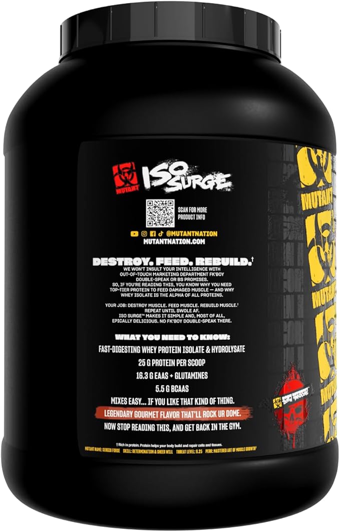 Mutant ISO Surge Whey Protein Isolate Powder Acts Fast to Help Recover, Build Muscle, Bulk and Strength, 5 lb - Peanut Butter Chocolate