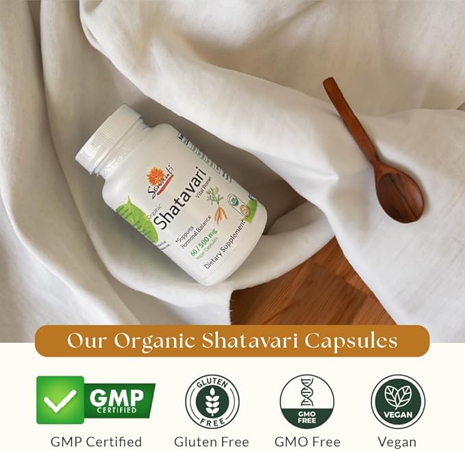 Sewanti Shatavari Capsules – Herbal Supplement for Female Hormonal Balance, Healthy Reproductive and Lactation 60 Vegan Capsules - 500mg