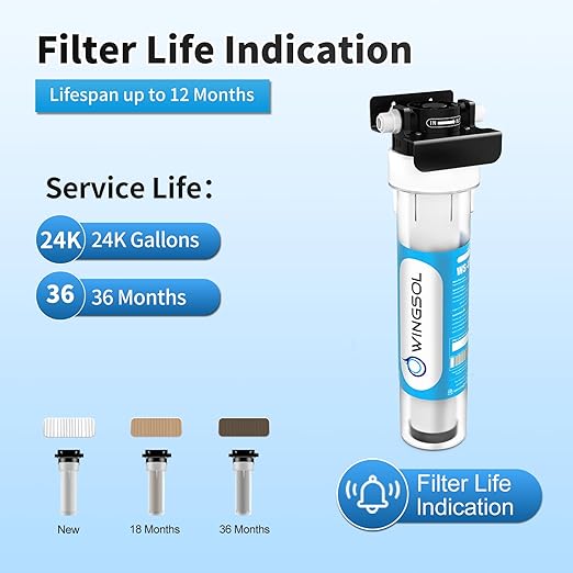 WINGSOL Jumbo Under Sink Water Filter with Faucet, NSF/ANSI 53&42, Reduce 99.99% Lead, Chlorine, Sediment, Mineralize & Alkalize Water, 24K Gallon Long-Lasting, Quick Change, Life Indicator