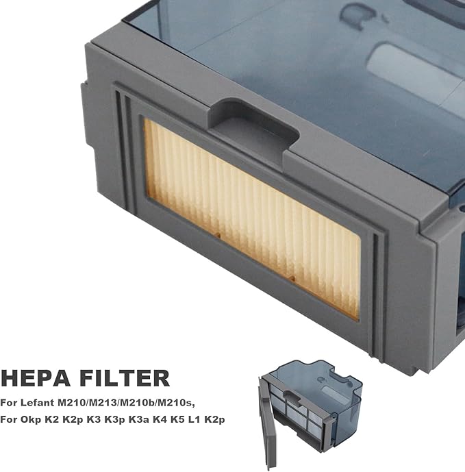 Robot Vacuum Replacements Parts Fit For Lefant M210/M213/M210b, For Okp K2 K2p K3 K4 K5 K2p Robot Vacuum Cleaner, Vacuum Dust Pan, Side Sweep Edge Brush HEPA Filter (Dustbin& Filter&Sweep-10pc)