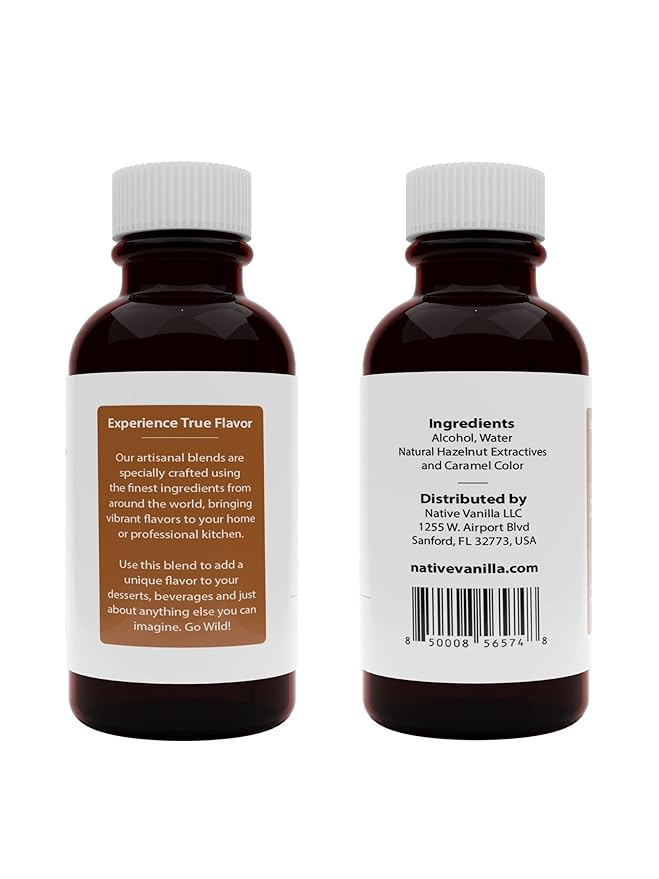 Native Vanilla - Pure Hazelnut Flavor - 4 Fl Oz - Pure Flavors and Extracts - Perfect for Cooking, Baking, and Dessert Crafting