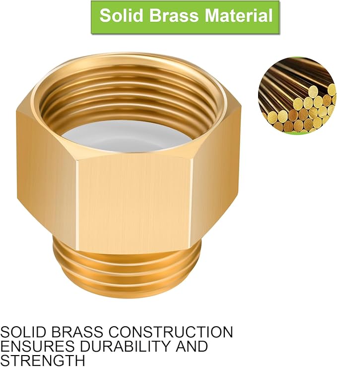 2PCS 3/4" GHT Male x 1" NPT Female Garden Hose Adapters, Brass Garden Hose Repair Fittings, Water Hose Connector