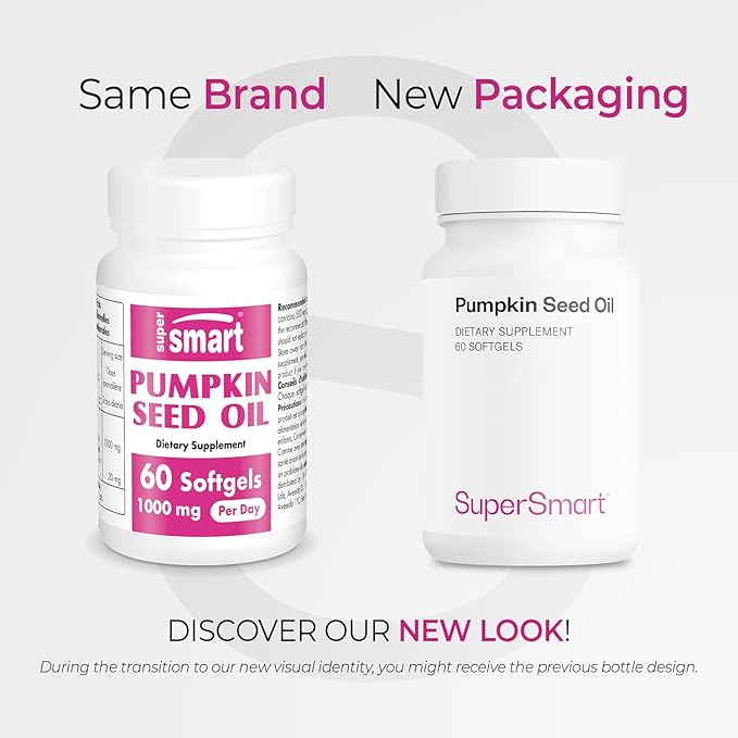 Supersmart - Pumpkin Seed Oil Supplement 1000mg per Day (+ Vitamin E) - Pumpkin Seed Oil for Hair Growth | Non-GMO & Gluten Free - 60 Softgels