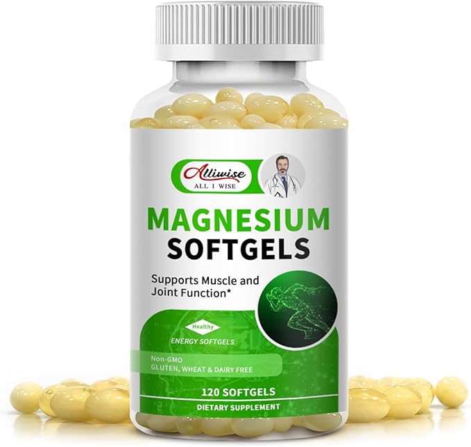 Magnesium Glycinate Supplement 500mg, High Absorption Dietary Supplement Softgels for Sleep, Muscle, Heart, Nerve and Bone Support, Gluten Free, Non GMO, 120 Capsules, 60 Day Supply