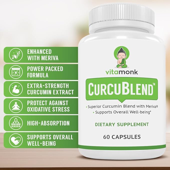 VitaMonk Turmeric and Ginger Complex with Meriva, Grape Seed, Boswellia Extract, Cat’s Claw and More - Ginger and Turmeric Supplements for Overall Health, Wellness and Immune Support - 60 Caps