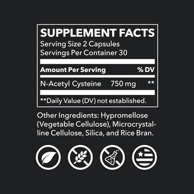 LifeSeasons Essentials N-Acetyl Cysteine (NAC) - Supports Brain, Liver, Heart & Immune Function - Detoxification Supplement - Boosts Immunity & Kidney Health - 60 Capsules