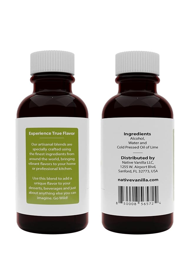 Native Vanilla - Pure Lime Extract - 4 Fl Oz - Pure Flavors and Extracts - Perfect for Cooking, Baking, and Dessert Crafting