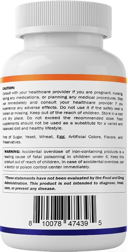 Vitamatic Ferrous Sulfate 325 mg with Vitamin C 100 mg (65 mg Elemental Iron) – High Potency Iron Supplement – No Artificial Colors – 250 Coated Tablets, Made in USA