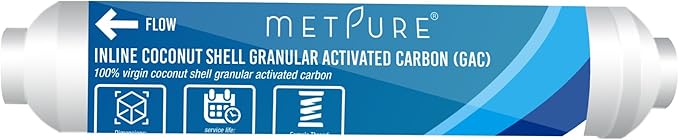 In line Water Filter for IceMaker, Refrigerator, Water Filtration System, Coffee Maker 2" x 10" x 1/4" OD FIP Female Thread GAC Coconut Shell Granular Activated Carbon Post Filter