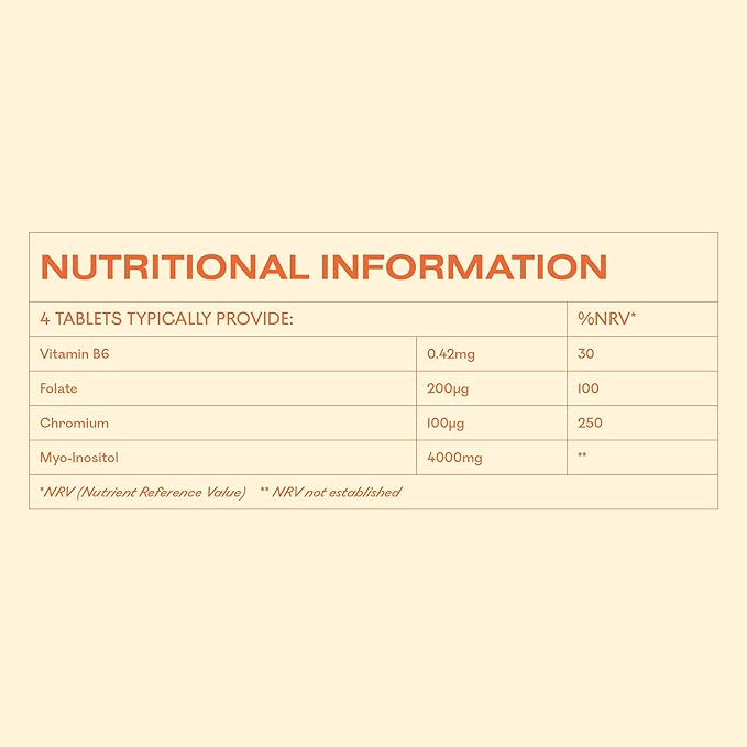 Myoplus - Myo-Inositol Supplement - 4000mg Myo Inositol, 200ug Folate & 100ug Chromium Daily Intake - Hormonal Balance for Women - 120 Vegan Tablets, 30 Days Supply