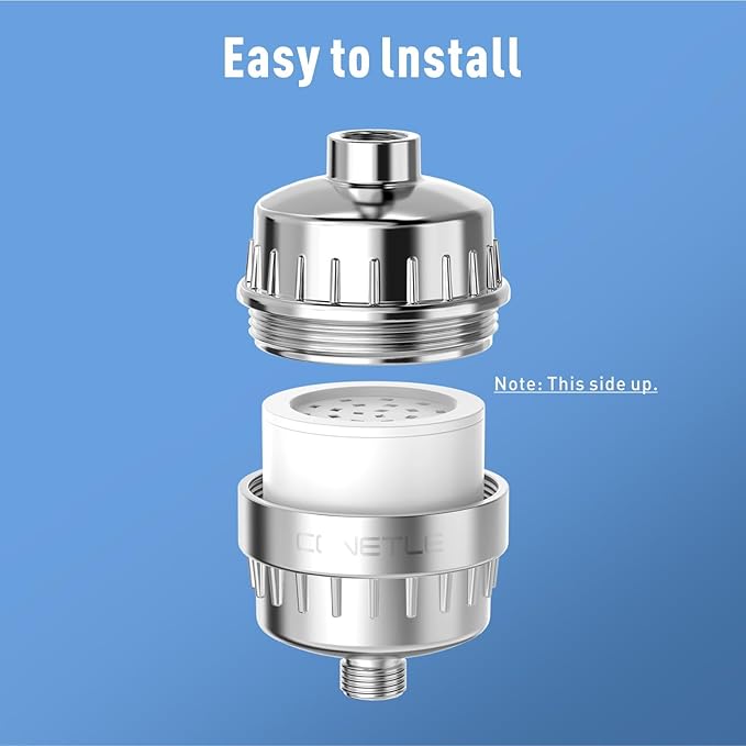 Shower Filter Replacement Cartridges (3-Pack) - Compatible with Heavy Duty Shower Head Filters, KDF-55 & Vitamin C Media for Hard Water, Skin-Friendly Bathing