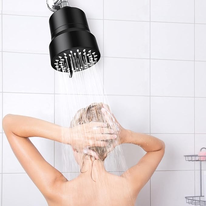 Filtered Shower Head, 3 Modes High Pressure Shower Head with 15 Stage Hard Water Filter Cartridge for Remove Chlorine and Harmful Substances