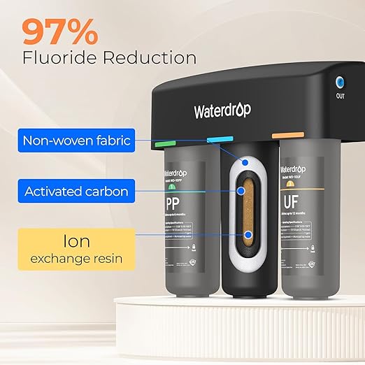 Waterdrop WD-TSA-UF 0.01 μm Ultra Filtration Under Sink Water Filter, Under Sink Water Filtration System 9 Stage Filtration, Reduces Chlorine, Taste and Odor, Fluoride, Advanced USA Tech