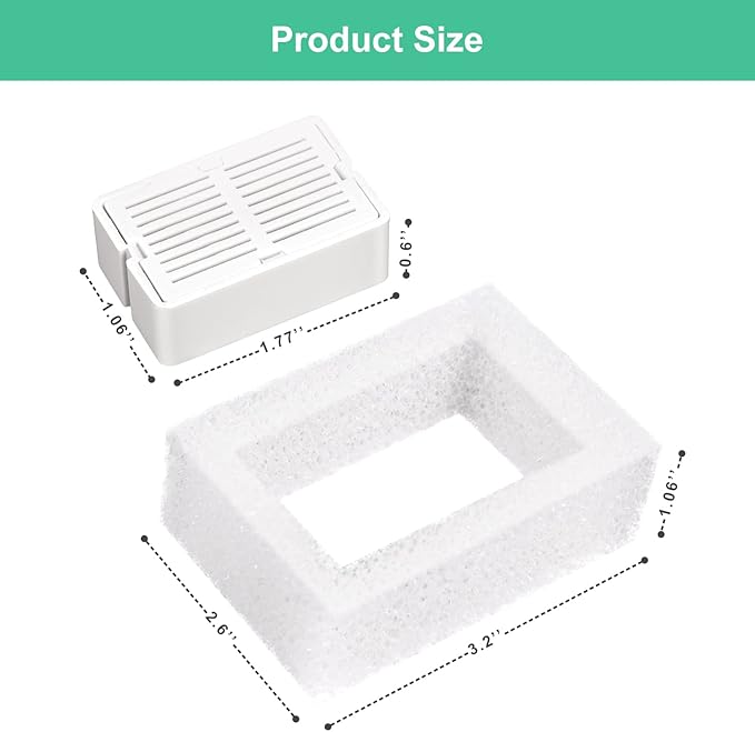 16 Pack Replacement Filters for 360° CupCake Ceramic Pet Fountain, GISOFIK Cat Water Fountain Filter, Triple Filtration Pet Fountain Filter, Ceramic Cat Fountain Filters with 4 Foam Sponges