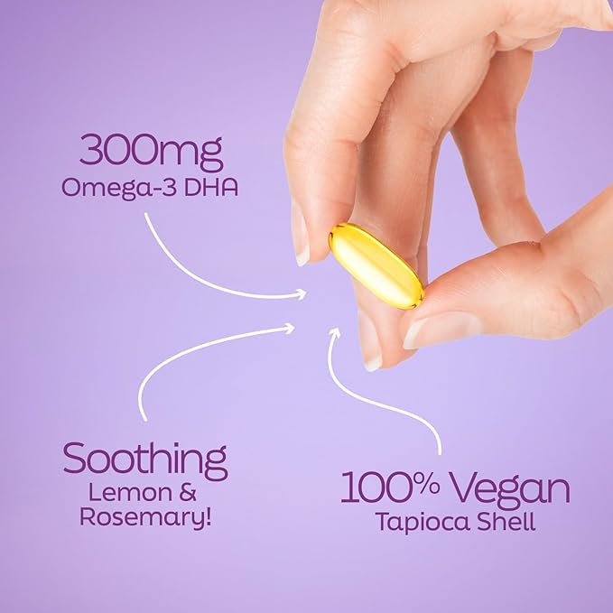 Root'd Prenatal DHA - 300mg Pure Vegan Omega-3 DHA from Algal Oil, Plant-Based Prenatal Supplement for Pregnancy, Fetal Brain & Eye Development, Non-GMO, Lemon & Rosemary Flavor, 30 Softgels