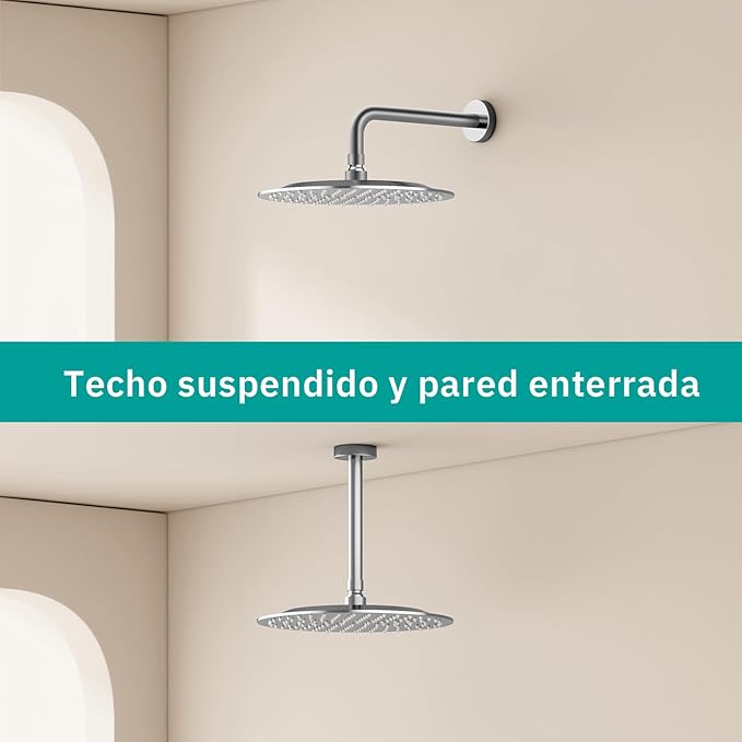 All Metal Rain Shower Head - Heavy Duty Stainless Steel, Easy Install, High Water Flow, Ultra-Thin Modern Design for Bathroom (Chrome, 10)