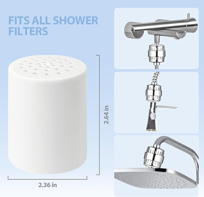 2Pcs 20 Stage Shower Filter Replacement Cartridge, Shower Head Filter Refill for Hard Water Chlorine Heavy Metal, Fit Any Similar Design Shower Water Filter