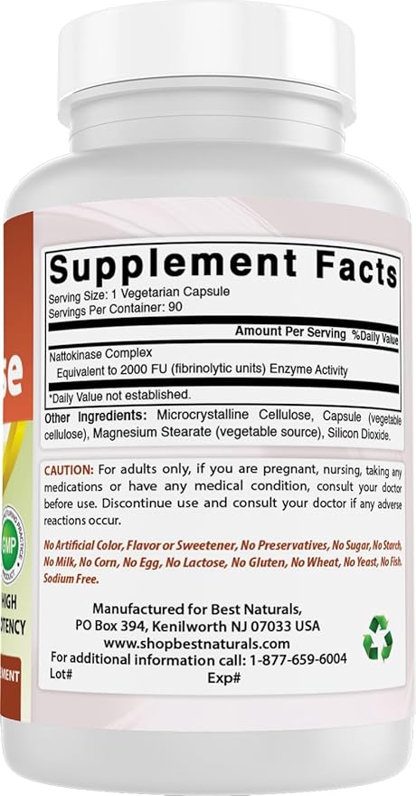 Best Naturals Nattokinase, 2000 FU, 100 Mg, 90 Vegetarian Capsules