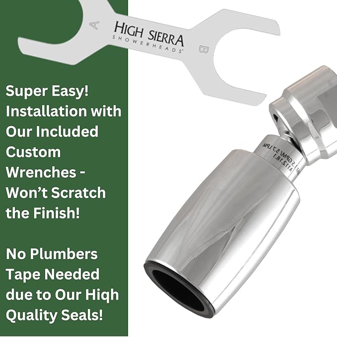 High Sierra Showerheads® - CLASSIC™ Solid Metal 1.8 GPM Award Winning, Low Flow Shower Head, Patented Nozzle Never Clogs - Polished Chrome Finish