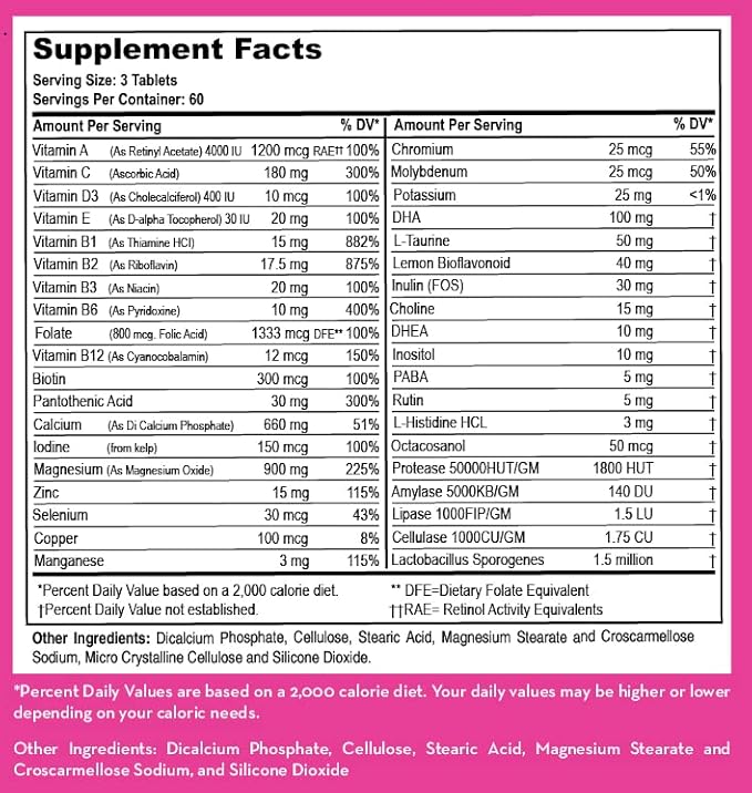 LifeSource Vitamins Pre-Natal Multi-Vitamins and Minerals with DHA - Mom and Baby Health - 180 Tablets