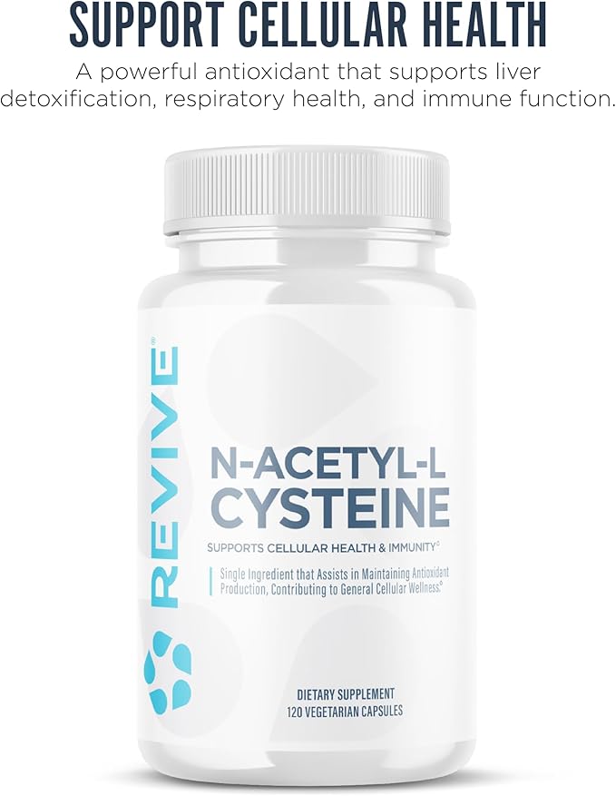 Revive MD NAC Supplement for Men & Women - N-Acetyl Cysteine Supports Respiratory, Cardiovascular & Cellular Health - Antioxidant & Immune Support - 120 Capsules