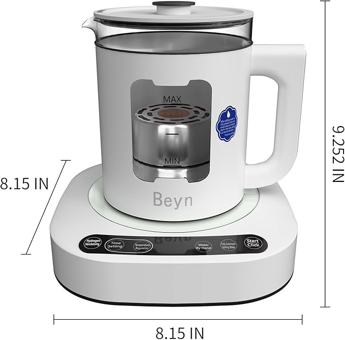 Beyn Selenium-Rich Hydrogen Water Pitcher, Dual-Effect Hydrogen Water Kettle, Electrolysis Jug with SPE/PEM Technology, Smart Constant Temperature Heating, Compatible with Multiple Water Types.