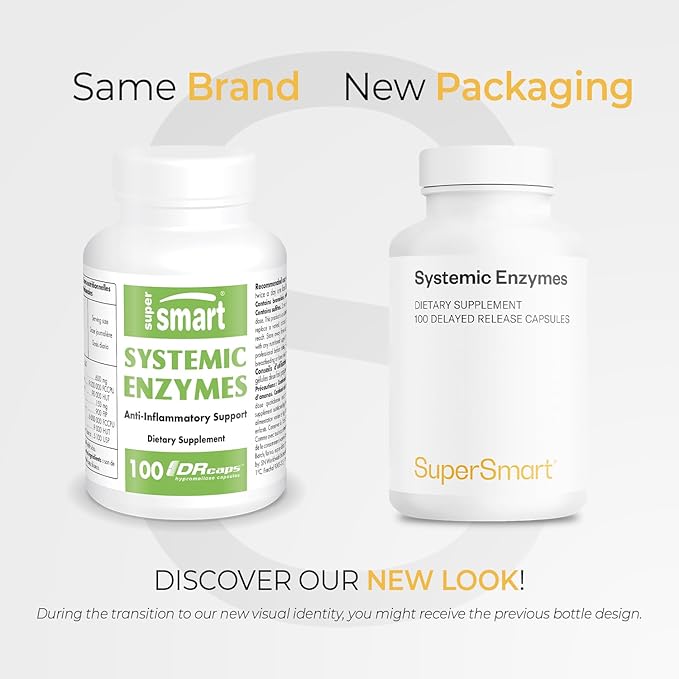 Supersmart Systemic Enzymes (High Potency) - with Bromelain, Protease, Lipase, Trypsin, Chymotrypsin, Peptidase, Pancreatin - Proteolytic Enzymes Complex | Non-GMO & Gluten Free - 100 DR Capsules