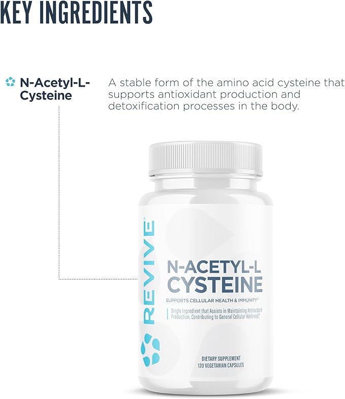 Revive MD NAC Supplement for Men & Women - N-Acetyl Cysteine Supports Respiratory, Cardiovascular & Cellular Health - Antioxidant & Immune Support - 120 Capsules