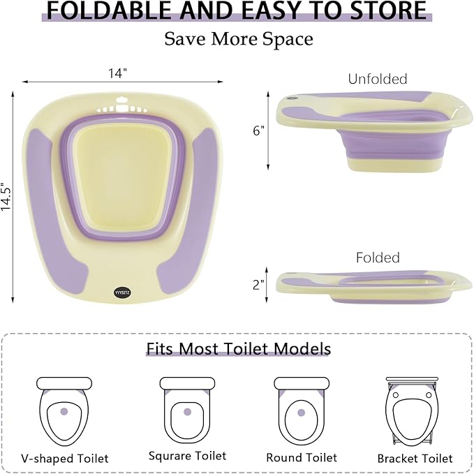 Sitz Bath, Sitz Bath for Postpartum Care, Sitz Bath for Hemorrhoids, Sitz Bath for Toilet Seat, Sits Bath Tub for Women Men Adults, Sitz Bath Soak Salts Basin, Hip Bath Bowl, Collapsible, Purple