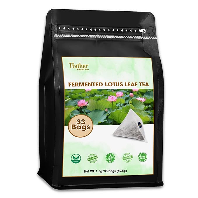 Fermented Lotus Leaf Tea Bags – Lower Blood Pressure, Reduce Cholesterol, Detox Cleanse – Flavor Balance of Nectar & Meatiness - Herbal Loose Leaf Tea