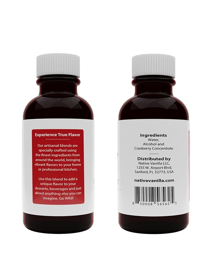 Native Vanilla - Pure Cranberry Extract - 4 Fl Oz - Pure Flavors and Extracts - Perfect for Cooking, Baking, and Dessert Crafting