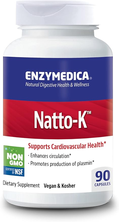 Enzymedica, Natto-K, Nattokinase Supplement, Promotes Heart Health & Circulation, 90 Count