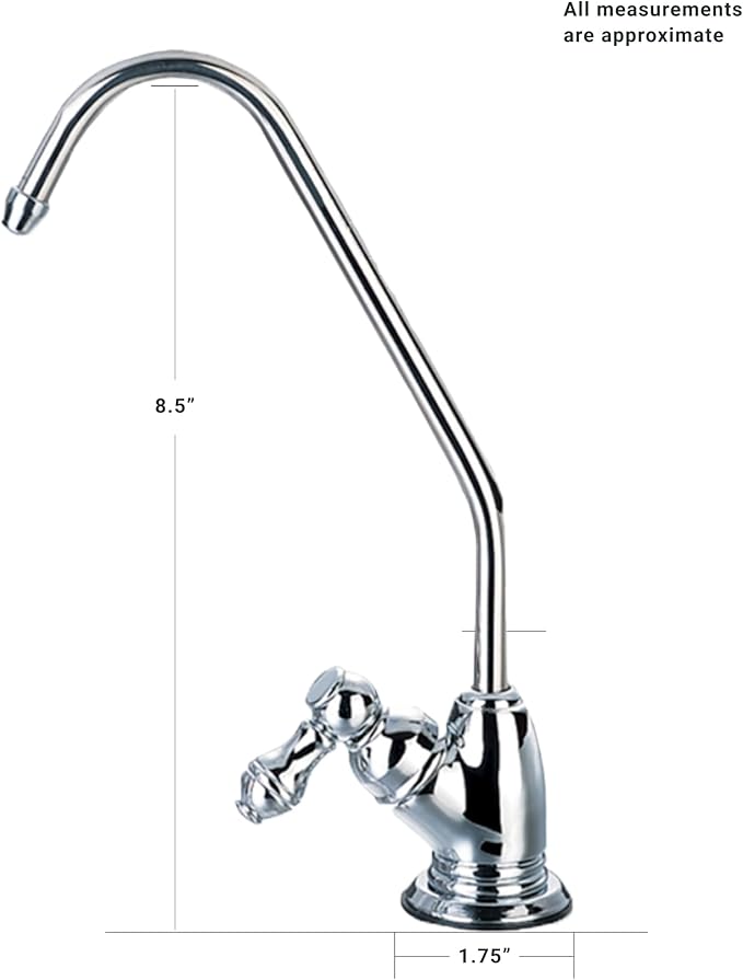 Max Water RO Faucet for Kitchen Sink, Chrome-Plated Stainless Steel Drinking Water Faucet, Lead-Free, Non-Air Gap, Compatible with Reverse Osmosis or Water Filtration Systems