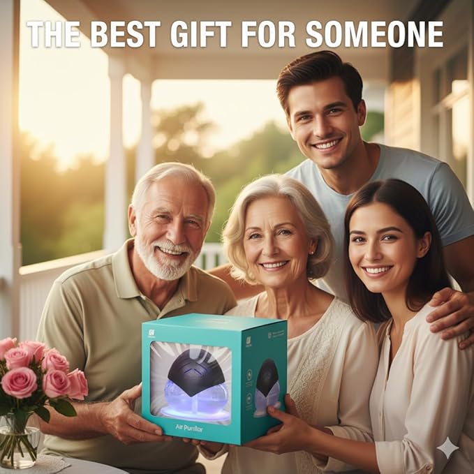 Air Purifier (Black) - Water Filter Air Washer For Home and Office - Essential Oil Aroma Diffuser With LED Night light - Small Air Cleaner For Smoke and Pets (Black)