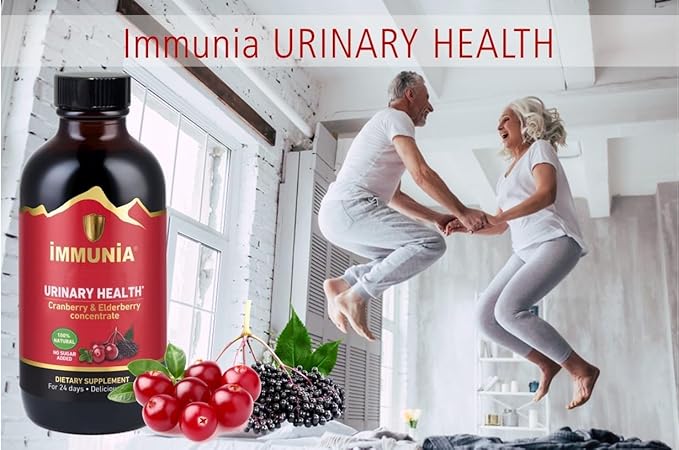 Immunia Urinary Health. Cranberry & Elderberry Concentrate for The Prevention of Urinary Infections. Natural. Delicious. 5 ml/Day. (3-Pack)